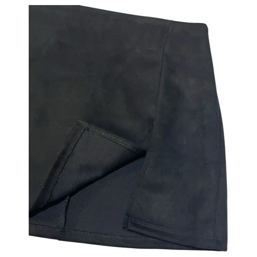 Altard State Mini Skirt Womens S Rory Suede Notch Slit Fitted Flirty Black - Picture 12 of 15